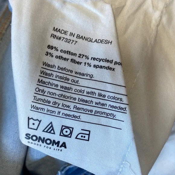 Sonoma straight crop jean distressed cuffed raw hem button fly casual 24W - Picture 17 of 17